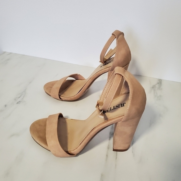 Justfab Makemba Faux Suede Heeled Sandals ankle strap - Picture 6 of 8